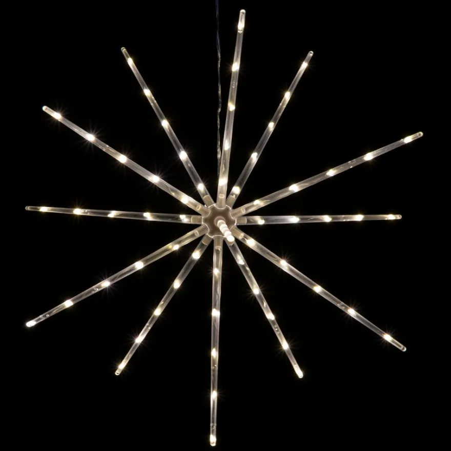 3-D LED-Stern zum Zusammenstecken, Ø50cm, 14 Strahlen mit je 5 LEDs, warmweiß, inkl. Timer