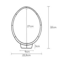 3-D Metallring-Rahmen, Eiform, 3mm stark, 32cm x 22,8cm, schwarz