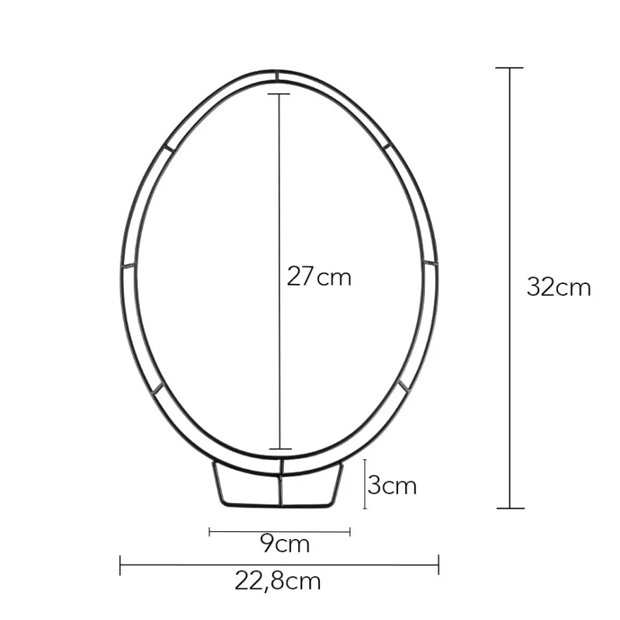 3-D Metallring-Rahmen, Eiform, 3mm stark, 32cm x 22,8cm, schwarz