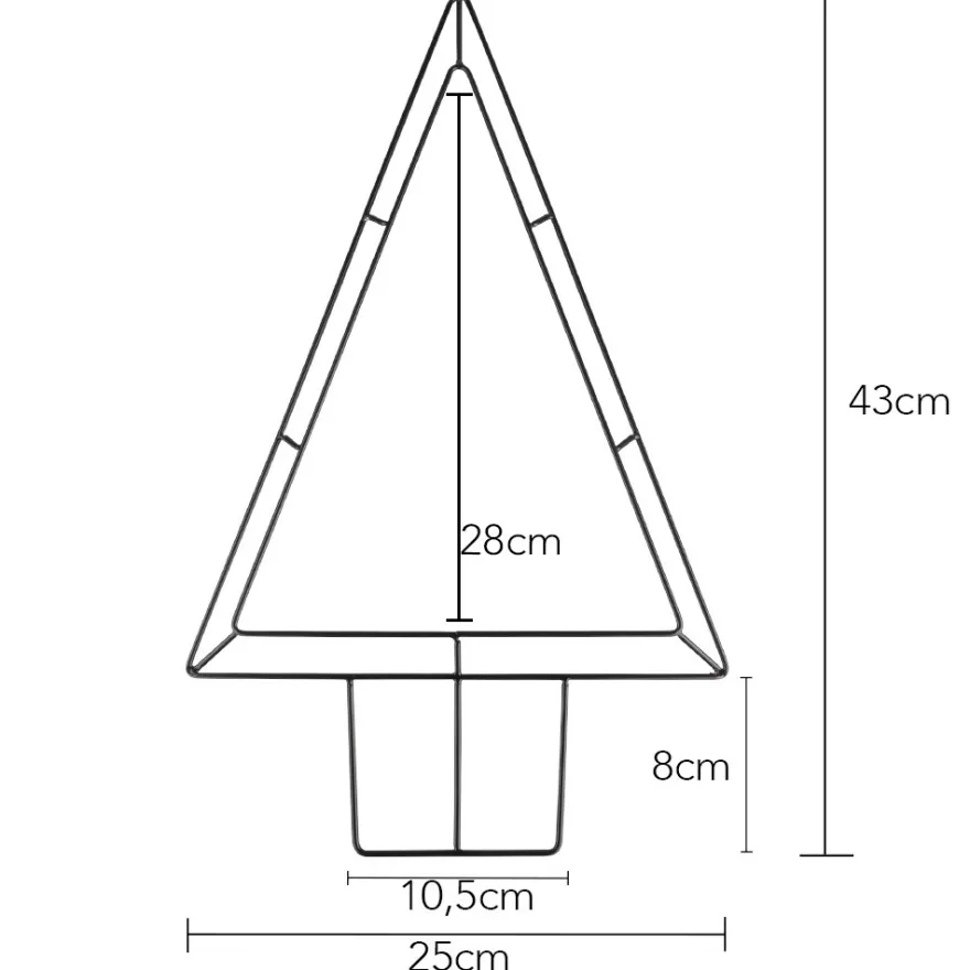 3-D Metallring-Rahmen, Tannenform, 3mm stark, 43cm x 25cm, schwarz