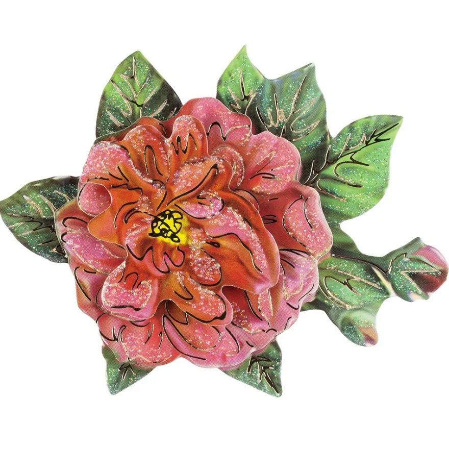3-D Motiv, Blüte 3, Gold-Gravur & Glimmerlack, 8cm