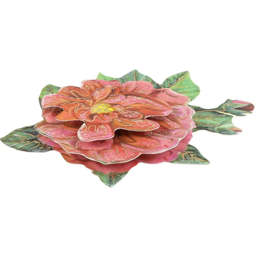 3-D Motiv, Blüte 3, Gold-Gravur & Glimmerlack, 8cm