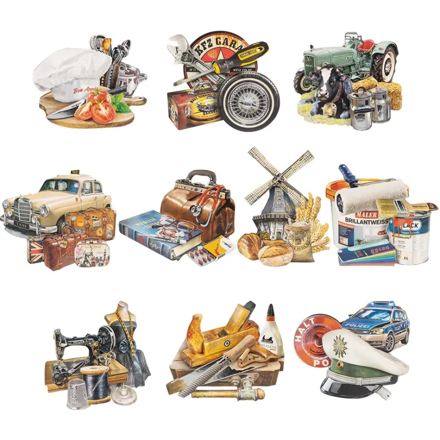 3-D Motive, Berufe, 7-10cm, 10 Motive