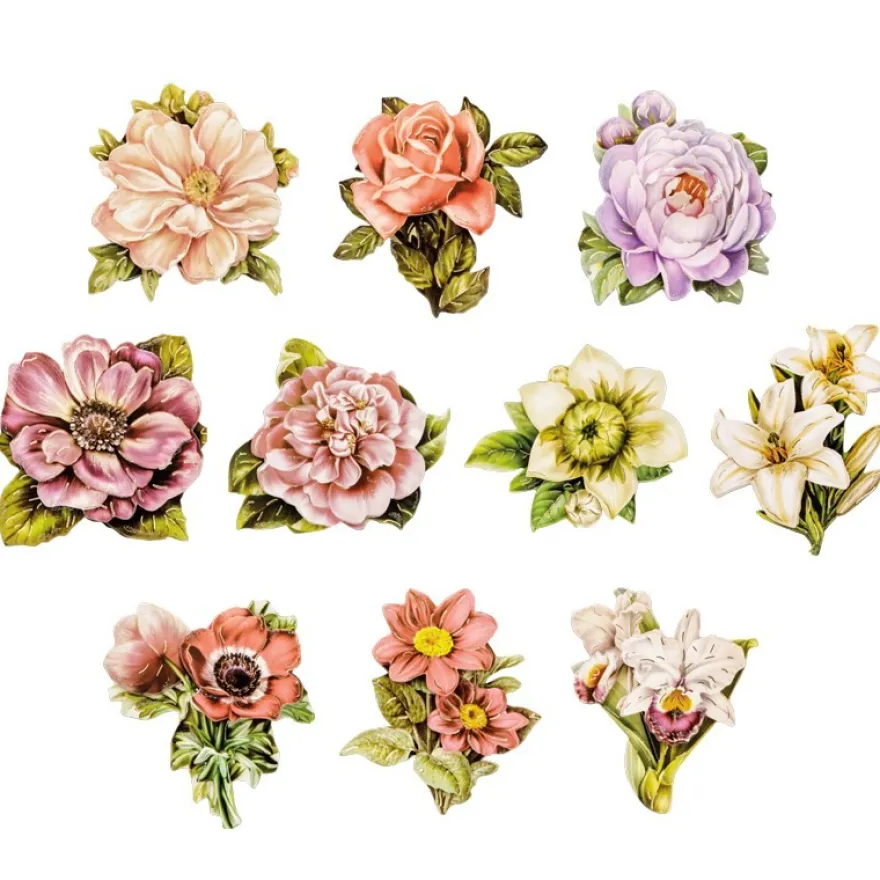 3-D Motive, Blüten de luxe, Gold-Gravur, 5,5-7,5cm, 10 Motive