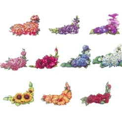 3-D Motive, Blüten-Ecken, Gold-Gravur, 7,5-13cm, 10 Motive