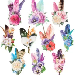 3-D Motive, Blüten & Federn, 6-13cm, 10 Motive