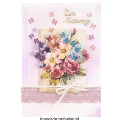 3-D Motive, Blumen auf Naturpapier, 6,5-8,5cm, 10 Motive