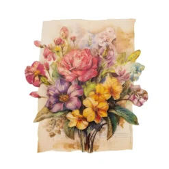 3-D Motive, Blumen auf Naturpapier, 6,5-8,5cm, 10 Motive
