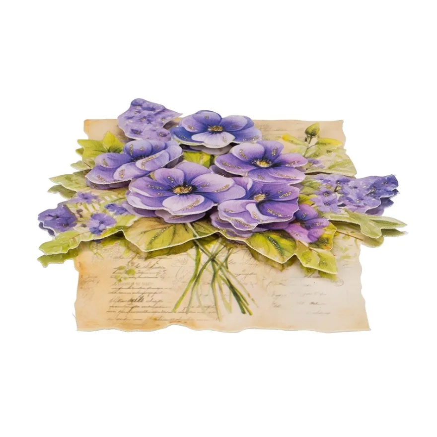3-D Motive, Blumen auf Naturpapier, 6,5-8,5cm, 10 Motive