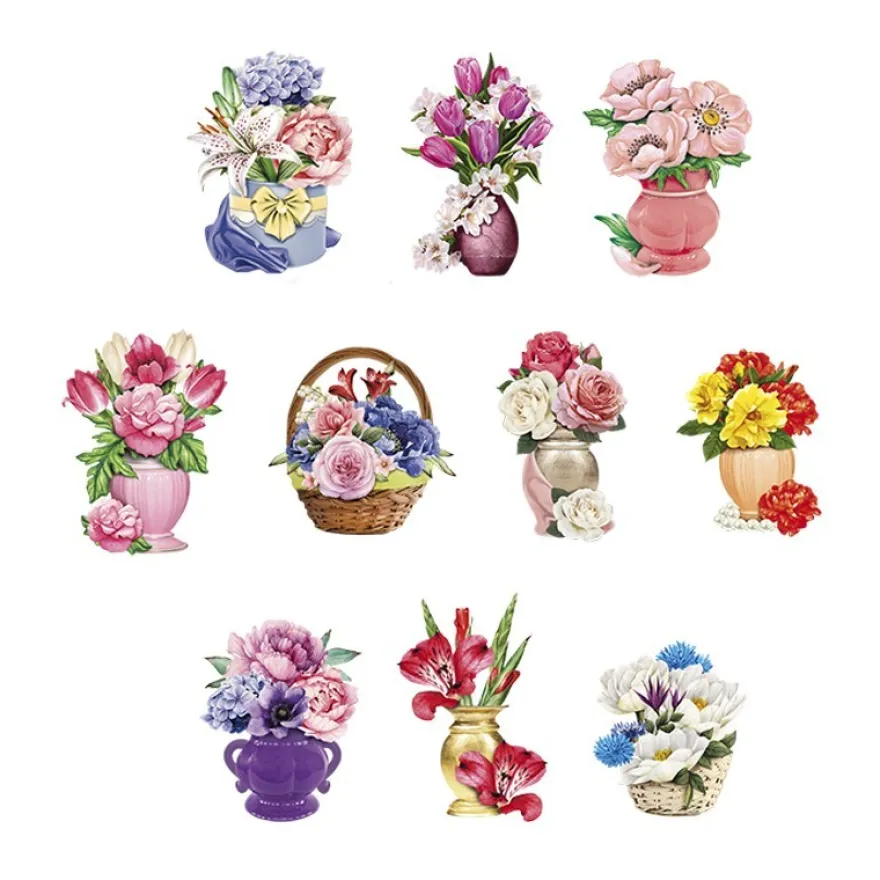 3-D Motive, Blumen-Deko, 6-10cm, 10 Motive
