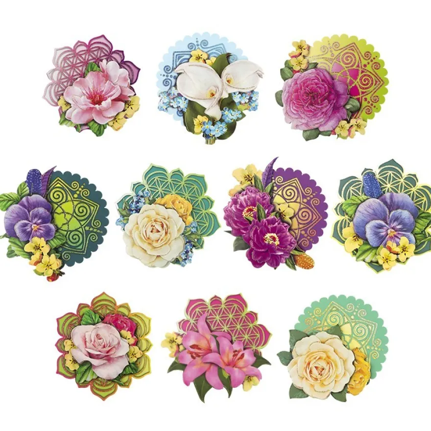 3-D Motive, Blumen der Liebe und des Lebens, 8-9,5cm, 10 Motive