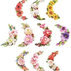 3-D Motive, Blumen im Halbkreis, 8,5-15cm, 10 Motive