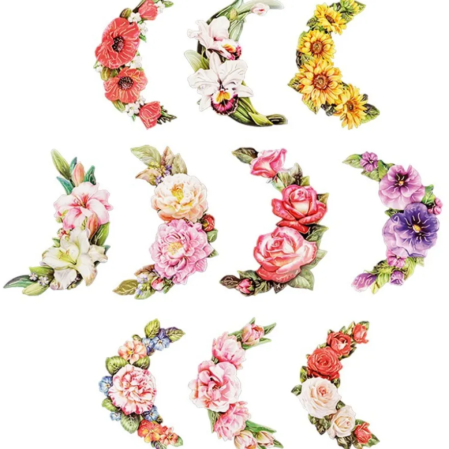 3-D Motive, Blumen im Halbkreis, 8,5-15cm, 10 Motive