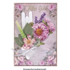 3-D Motive, Blumen in Blau-Violett 4, 7-10cm. 10 Motive