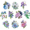 3-D Motive, Blumen in Blau-Violett 2, 6,5-9,5cm, 10 Motive