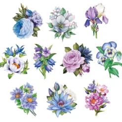 3-D Motive, Blumen in Blau-Violett 2, 6,5-9,5cm, 10 Motive