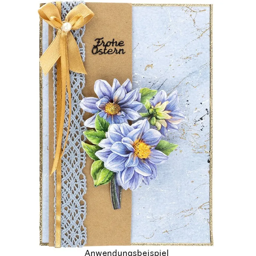 3-D Motive, Blumen in Blau-Violett 2, 6,5-9,5cm, 10 Motive