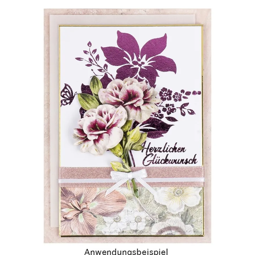 3-D Motive, Blumen in Blau-Violett 3, 5,5-9,5cm, 10 Motive