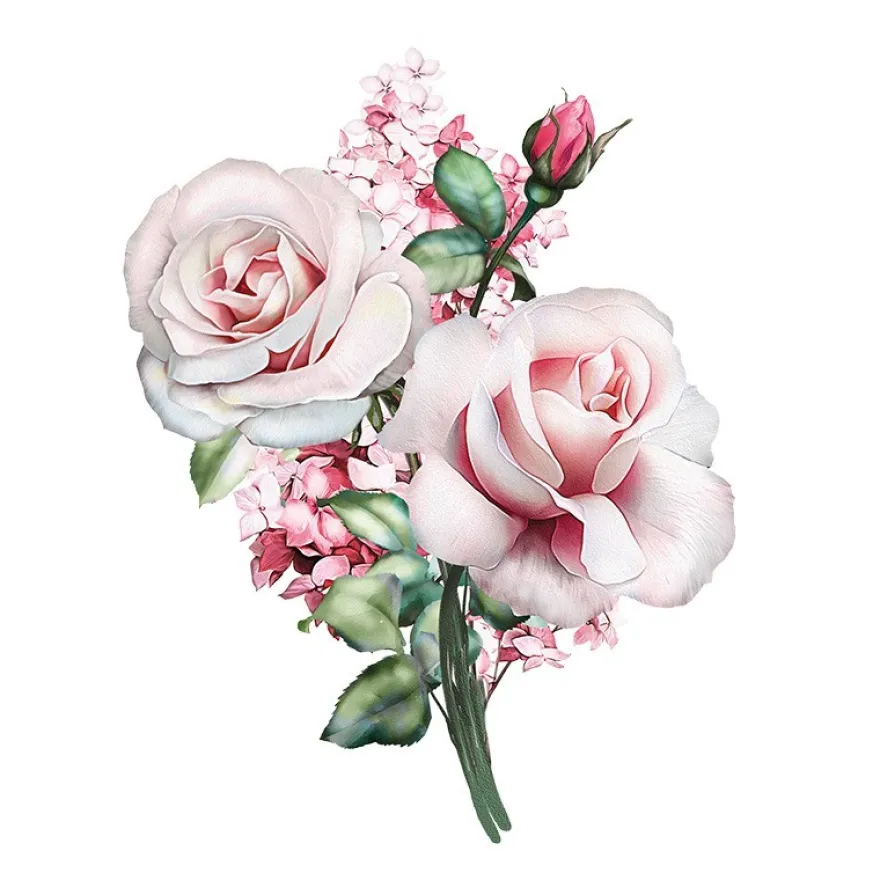 3-D Motive, Blumen in Pastell, 6,5-11,5cm, 10 Motive
