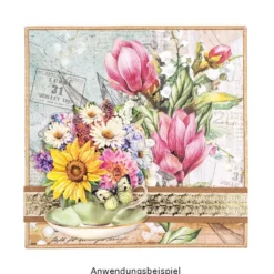 3-D Motive, Blumen in Tassen, 8-10,5cm, 10 Motive