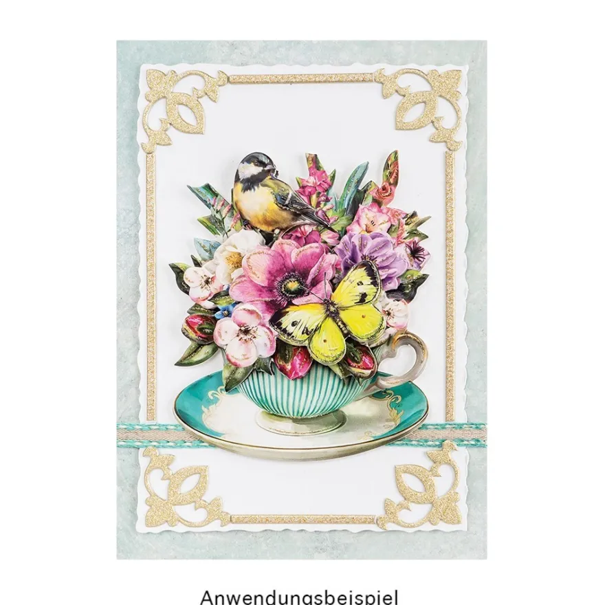 3-D Motive, Blumen in Tassen, 8-10,5cm, 10 Motive
