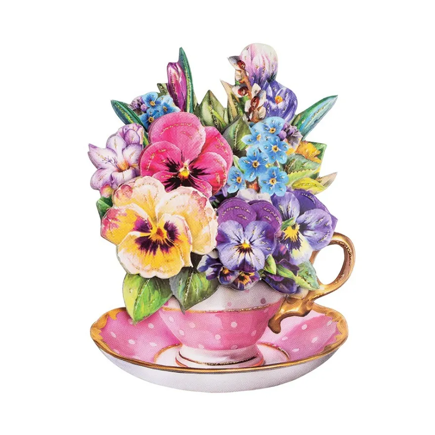 3-D Motive, Blumen in Tassen, 8-10,5cm, 10 Motive