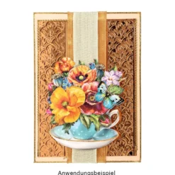3-D Motive, Blumen in Tassen, 8-10,5cm, 10 Motive