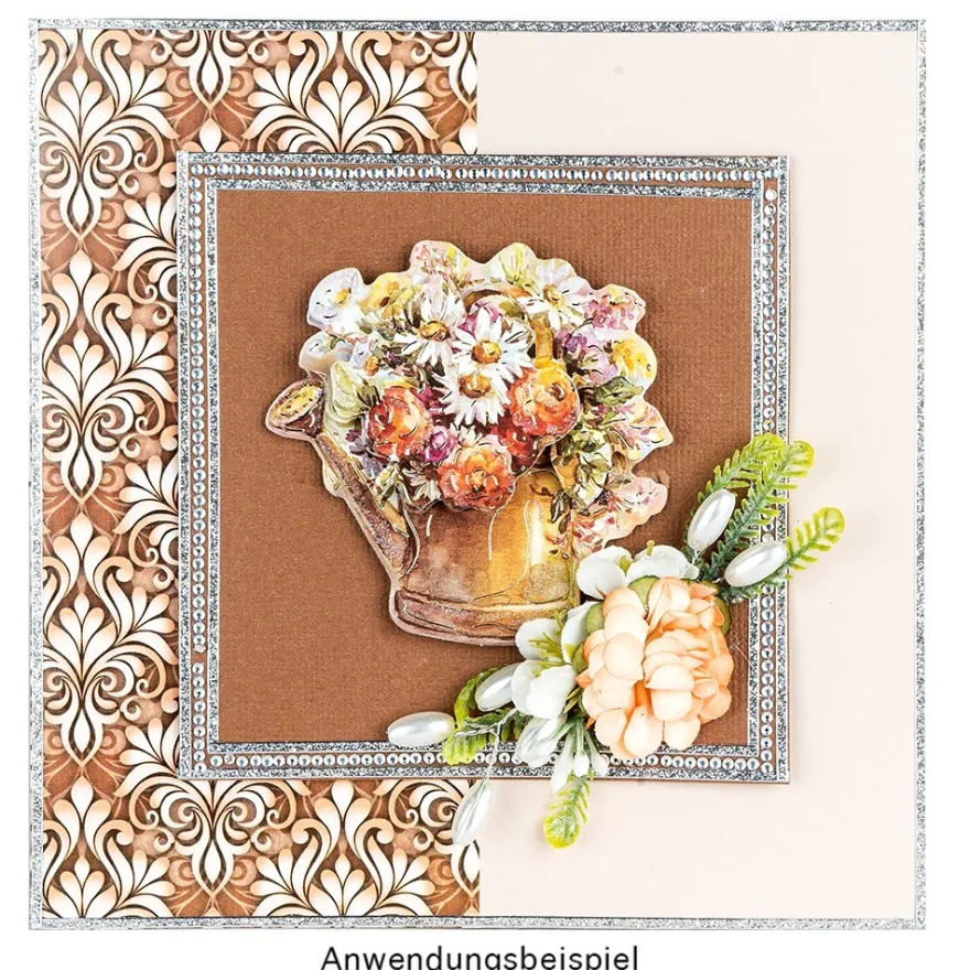3-D Motive, Blumen in Vase, 9cm x 9cm, 10 Motive