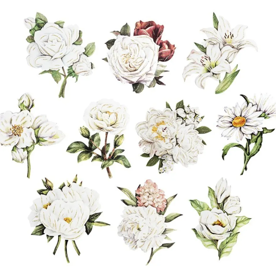 3-D Motive, Blumen in Weiß, 7-11cm, 10 Motive