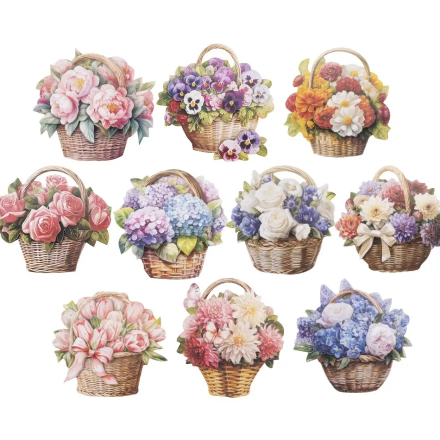 3-D Motive, Blumenkörbe, 8-9cm, 10 Motive