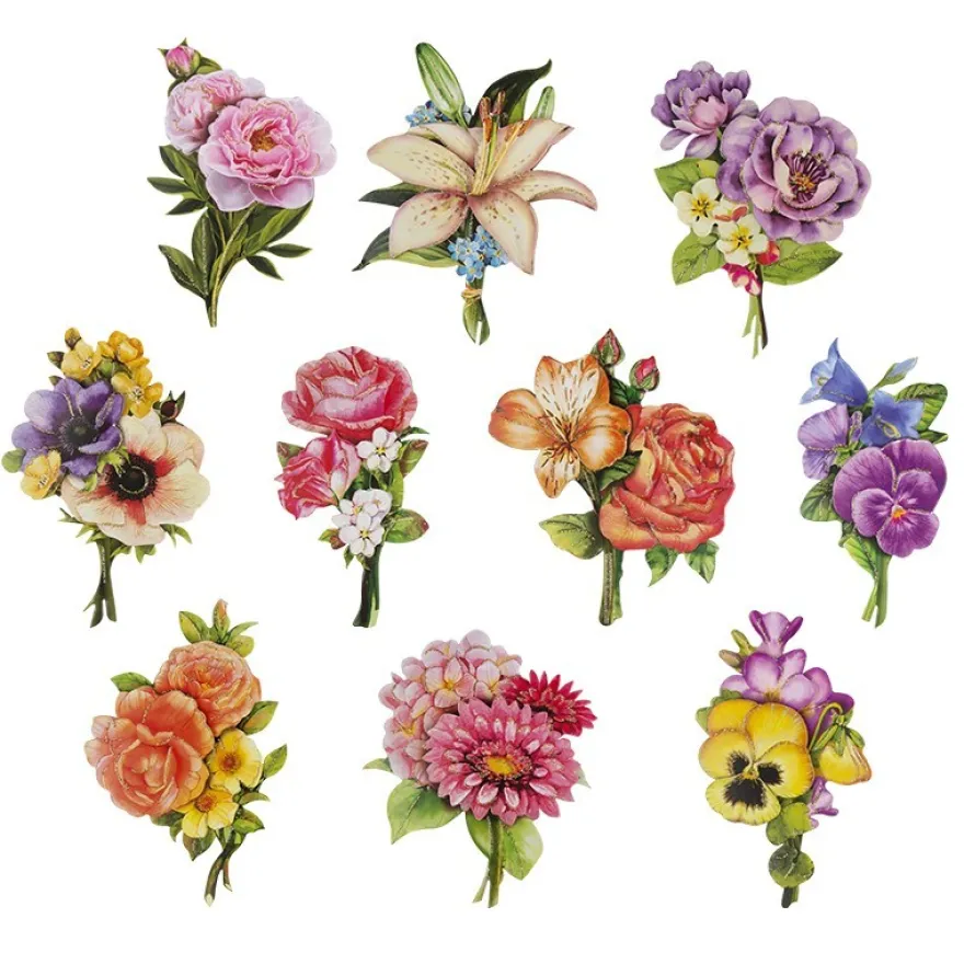 3-D Motive, Blumen-Sträußchen, 5,5-11cm, 10 Motive