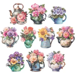 3-D Motive, Blumensträuße mit Kanne, 7-9,5cm, 10 Motive