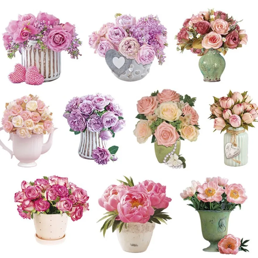3-D Motive, Bouquets in Vasen, 7-9,5cm, 10 Motive