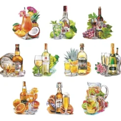 3-D Motive, Drinks & Cocktails, 7-9,5cm, 10 Motive