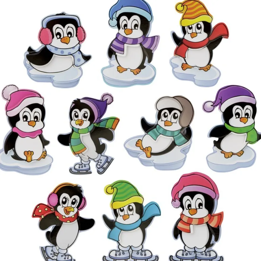3-D Motive, Drollige Pinguine, 5,5-9cm, 10 Motive
