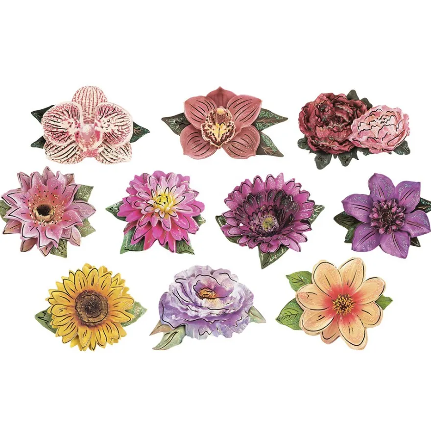 3-D Motive, Edle Blüten, Gold-Gravur, 8cm x 8cm, 10 Motive