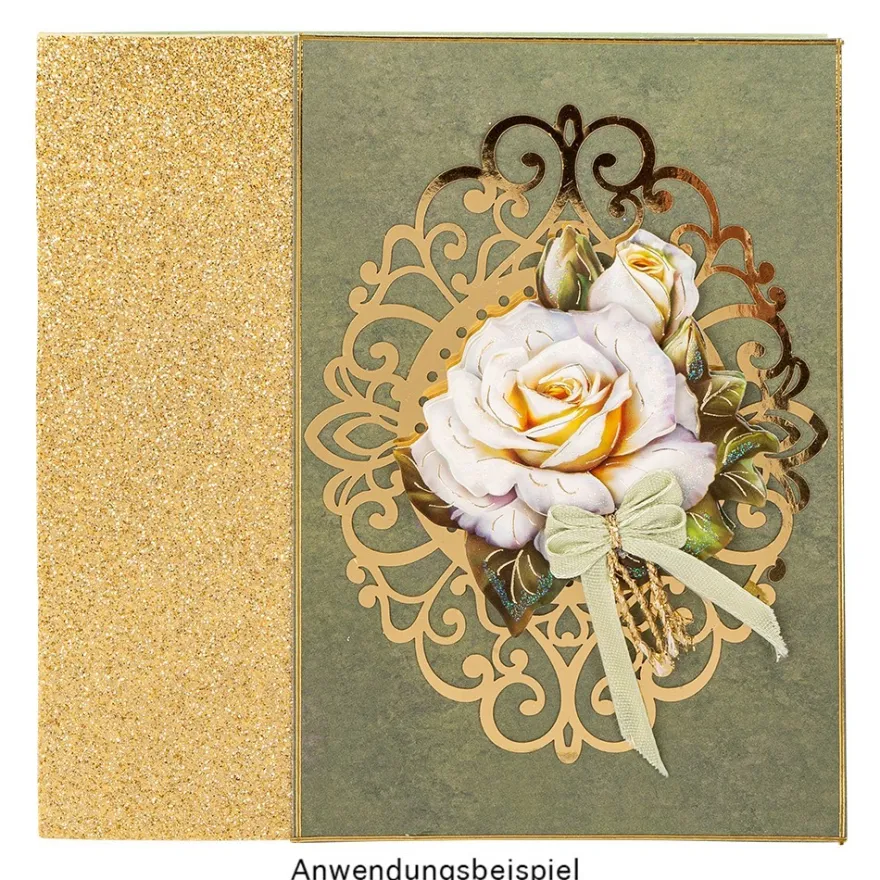 3-D Motive, Elite-Rosen, Gold-Gravur, 6,5-8cm, 10 Motive