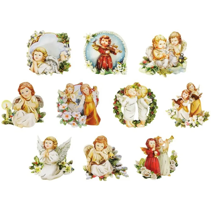3-D Motive, Engel, Gold-Gravur, 7,5-8,5cm, 10 Motive