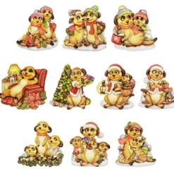 3-D Motive, Erdmännchen Weihnacht, 6,5-7,5cm, 10 Motive