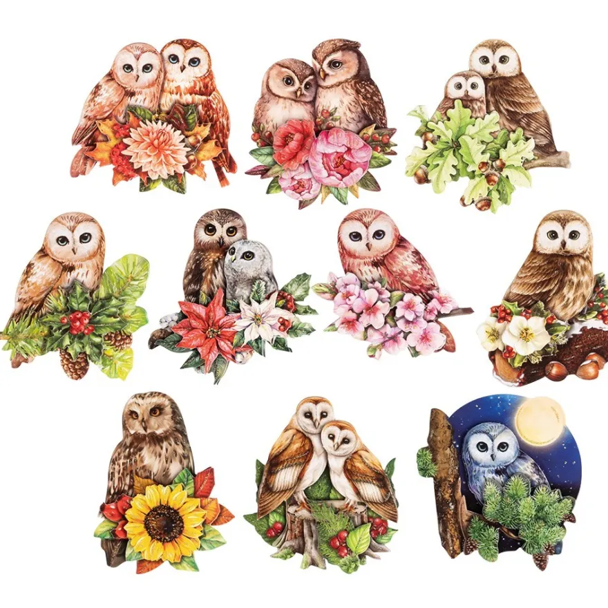 3-D Motive, Eulen, 6,5-9cm, 10 Motive