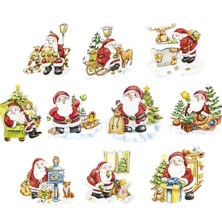 3-D Motive, Fröhliche Nikoläuse, 7-9,5cm, 10 Motive