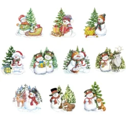 3-D Motive, Fröhliche Schneemänner, 6-10cm, 10 Motive