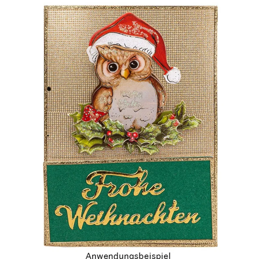 3-D Motive, Fröhliche Weihnachten, Gold-Gravur, 10 Motive