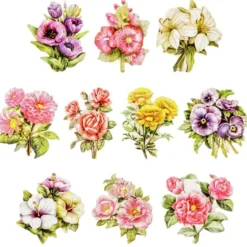 3-D Motive, Gartenblumen, Gold-Gravur, 6-8cm, 10 Motive