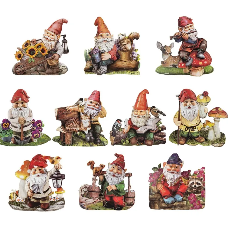 3-D Motive, Gartenzwerge, Gold-Gravur, 8cm, 10 Motive