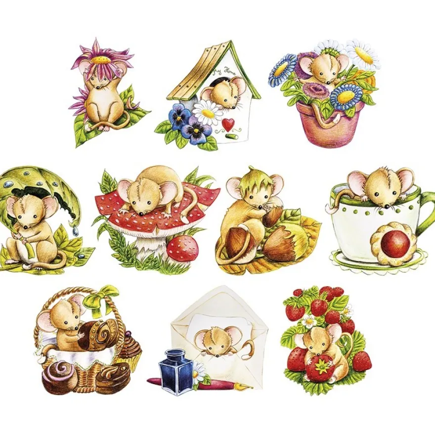 3-D Motive, Haselmaus "Jolly Jo", 7-8,5cm, 10 Stück