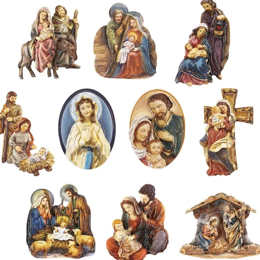 3-D Motive, Heilige Familie, Gold-Gravur, 6-10cm, 10 Motive