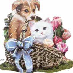 3-D Motive, Hund & Katze, Gold-Gravur, 7-8cm, 10 Motive