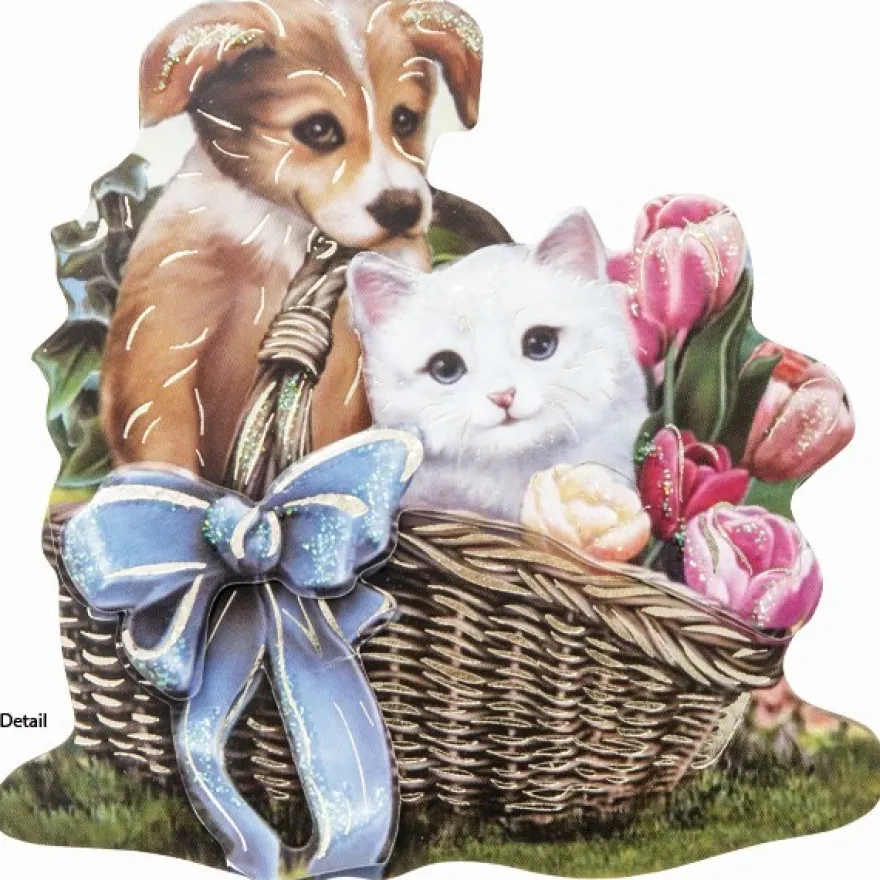 3-D Motive, Hund & Katze, Gold-Gravur, 7-8cm, 10 Motive