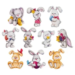 3-D Motive, Knuffige Hasen, 6,5-9cm, 10 Motive